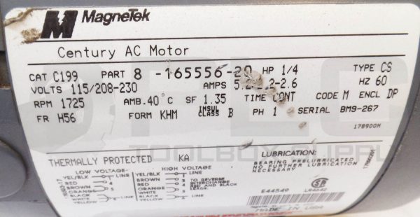 NEW MAGNETEK 8-165556-20 CENTURY AC MOTOR 1/4HP 1725RPM FR:H56 C199 *READ* - Image 6