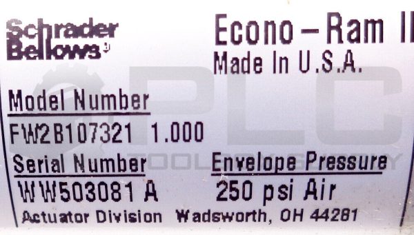 NEW PARKER/SCHRADER BELLOWS FW2B107321 HYDRAULIC AIR CYLINDER 250PSI - Image 4