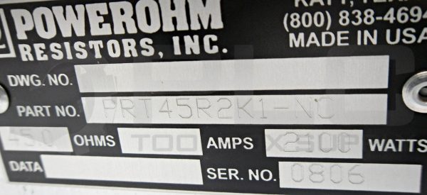 NEW POWEROHM PRT45R2K1-NC BRAKING RESISTOR, 45.0 OHMS, 2100 WATTS - Image 5