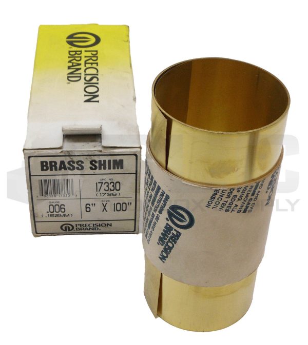 NEW PRECISION BRAND 17330 BRASS SHIM .006 GAUGE 6" X 100"