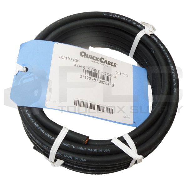 NEW QUICK CABLE 202103-025 4 GA BLACK WELDING CABLE 25FT - Image 3
