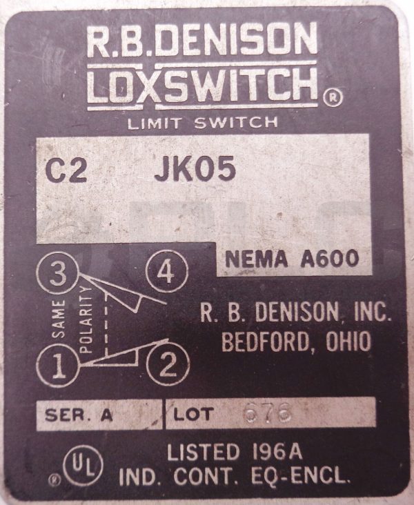 NEW R.B.DENISON C2 JK-05 LIMIT SWITCH SER A - Image 6