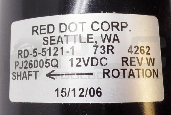 NEW RED DOT RD-5-5121-1 MOTOR 12VDC 73R4262 PJ26005Q - Image 6