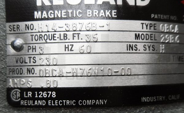 NEW REULAND 0BCA-H76N10-00 MAGNETIC BRAKE 3PH 60HZ 230V .80A 29B6 0BCA - Image 9