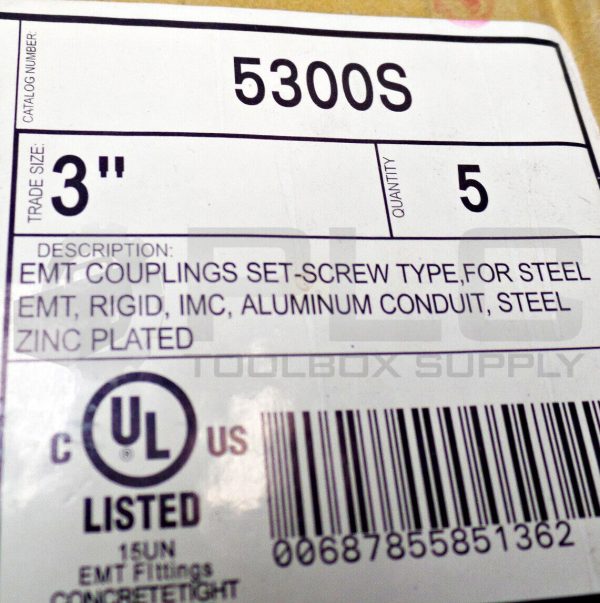 LOT OF 12 NEW EGS ETP 5300S 3" EMT COUPLING SCREW TYPE COUPLINGS - Image 5