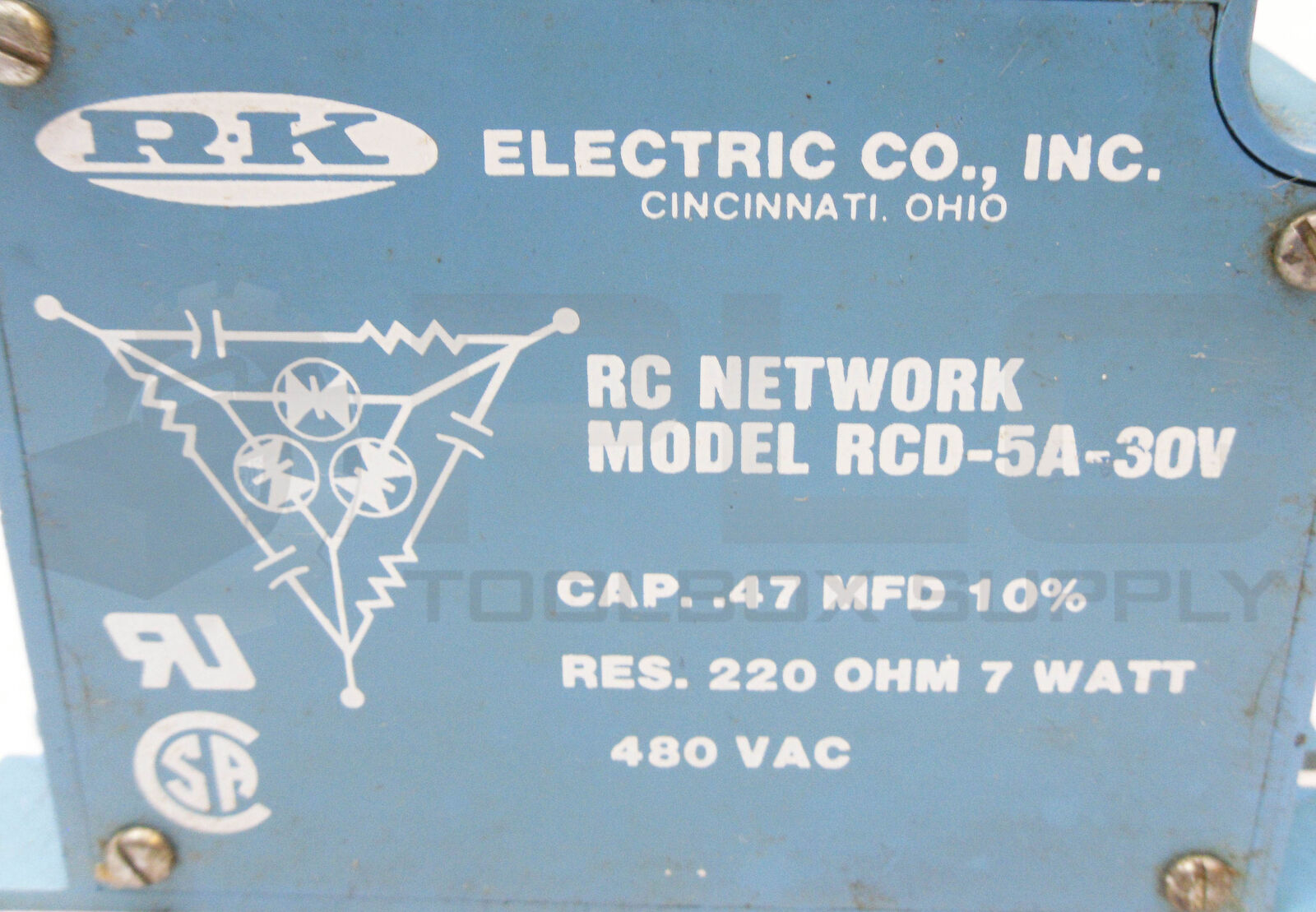 LOT OF 2 RK ELECTRIC CO RCD-5A-30V VOLTAGE FILTER 480VAC 220 OHM 7W - Image 5