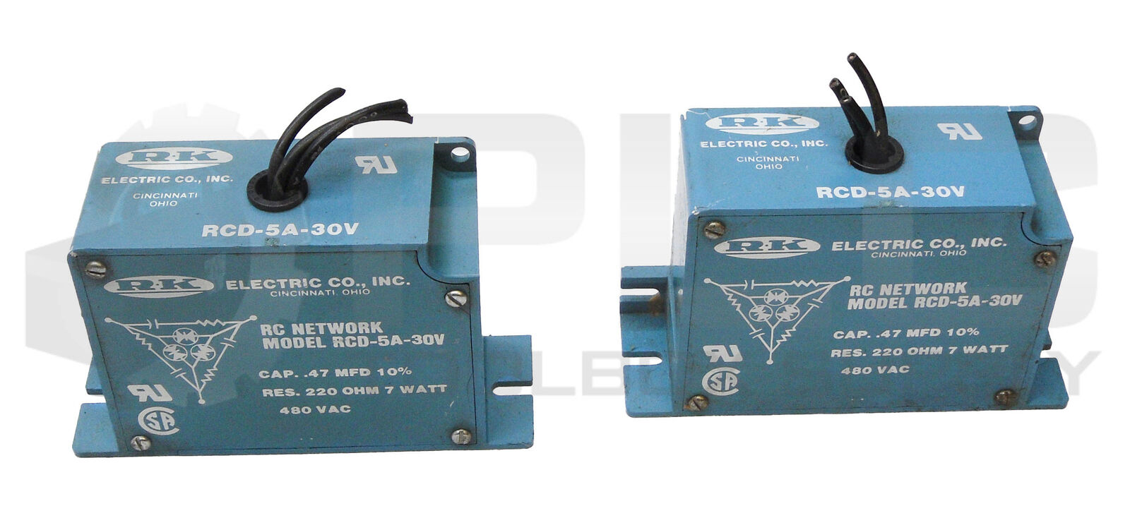 LOT OF 2 RK ELECTRIC CO RCD-5A-30V VOLTAGE FILTER 480VAC 220 OHM 7W