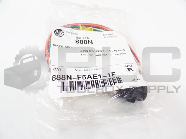 NEW ALLEN BRADLEY 888N-F5AE1-1F Ser. B 5 PIN MINI FEMALE ST 18 AWG