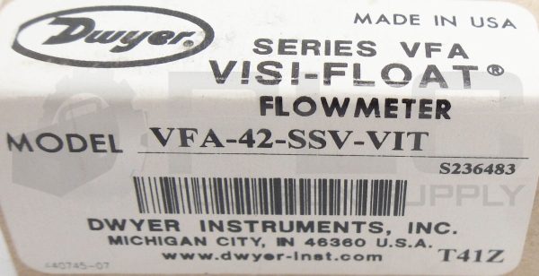 NEW DWYER VFA-42-SSV-VIT FLOWMETER 100PSIG - Image 7