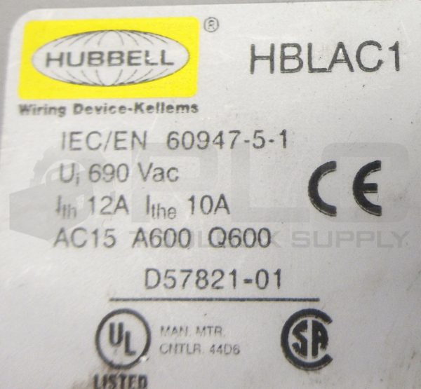 NEW HUBBELL HBLACI AUXILIARY CONTACT BLOCK PLC Toolbox Supply