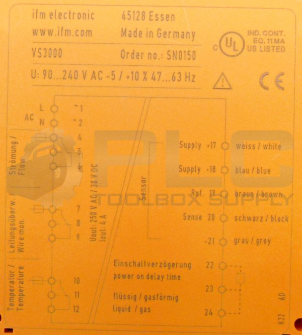 NEW IFM ELECTRONIC SN0150 FLOW MONITORS EFECTOR 300 VS3000/85...265VAC - Image 5