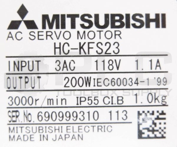 NEW MITSUBISHI ELECTRIC HC-KFS23 AC SERVO MOTOR 3AC       *UPS RED AVAILABLE* - Image 8