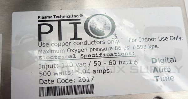 NEW PLASMA TECHNICS PBA-60G-B1-120V-10-500W-10PSI-20 LPM-D21 OZONE GENERATOR - Image 8