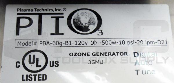 NEW PLASMA TECHNICS PBA-60G-B1-120V-10-500W-10PSI-20 LPM-D21 OZONE GENERATOR - Image 9