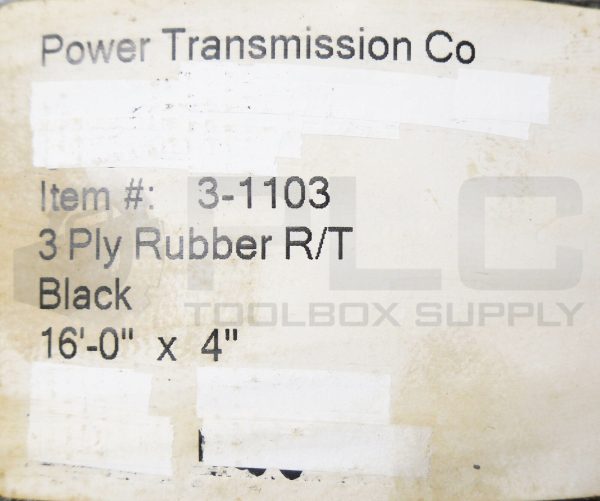 NEW POWER TRANSMISSON CO. 3-1103 3 PLY RUBBER BLACK CONVEYOR BELT 16'-0" X 4" - Image 5