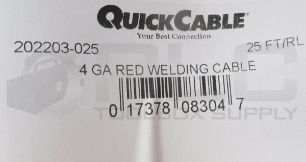 NEW QUICK CABLE 202203-025 4 GA RED WELDING CABLE 25FT - Image 4