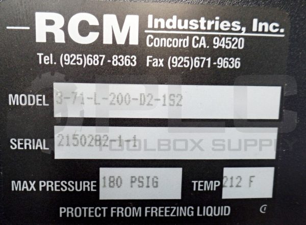 NEW RCM INDUSTRIES 3-71-L-200-D2-1S2 FLOWMETER, 180PSIG, 212F, 3" - Image 5