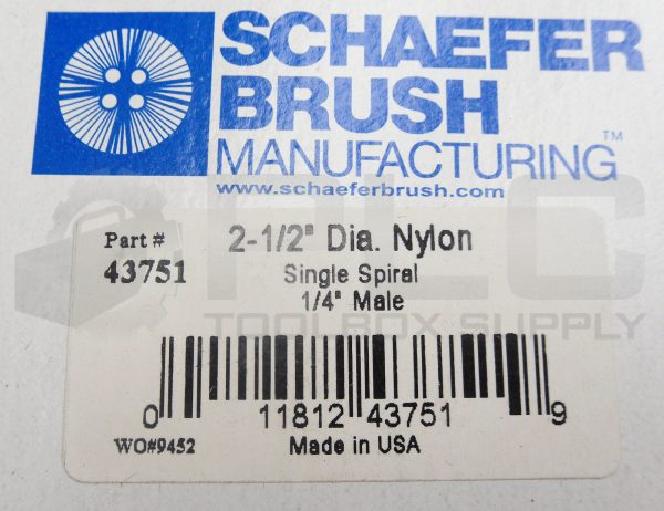 NEW SCHAEFER BRUSH 43751 2-1/2" DIA NYLON SINGLE SPIRAL CONDENSOR BRUSH - Image 4