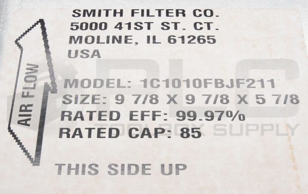 NEW SMITH FILTER CO. 1C1010FBJF211 FILTER 9 7/8" x 97/8" x 5 7/8" 99.97% EFF - Image 7