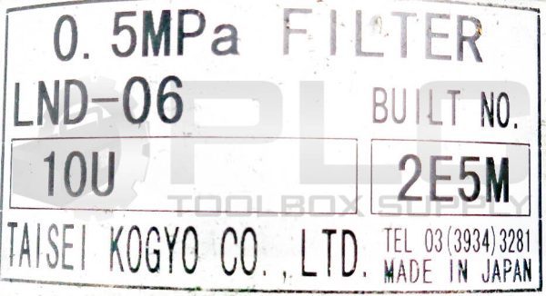 NEW TAISEI KOGYO LND-06 10U 0.5MPA FILTER - Image 4