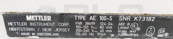 METTLER AE 100-S DIGITAL LAB BALANCE SCALE 240V 50-60HZ *POWERS ON* - Image 7