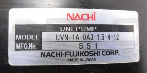 NACHI UVN-1A-0A3-1.5-4-12 VARIABLE VOLUME VANE UNI-PUMP 200-220V 50-60HZ - Image 5
