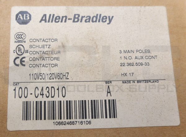 NEW ALLEN BRADLEY 100-C43D10 /A CONTACTOR 1N.O. AUX, 110V50/120V60Hz 100-C43*00 - Image 7
