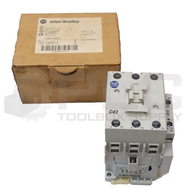 NEW ALLEN BRADLEY 100-C43D10 /A CONTACTOR 1N.O. AUX, 110V50/120V60Hz 100-C43*00
