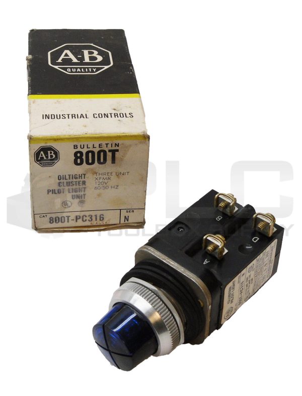 NEW ALLEN BRADLEY 800T-PC316 /N CLUSTER PILOT LIGHT BLACK/BLUE 120V 6.9W *READ*