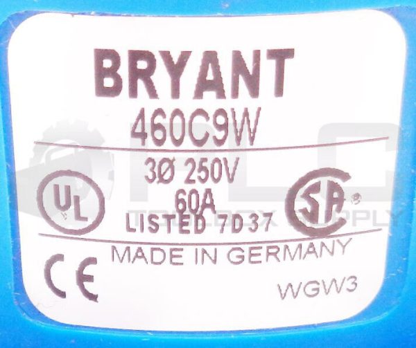 NEW BRYANT 460C9W WATERTIGHT CONNECTOR 250V 60A NSNP - Image 7