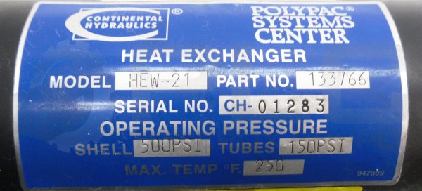 NEW CONTINENTAL HYDRAULICS HEW-21 HEAT EXCHANGER 133766 500PSI 250DEG F - Image 6