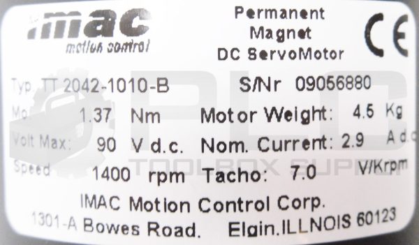 NEW IMAC TT 2042-1010-B PERMANENT MAGNET DC SERVOMOTOR 1400RPM 1.37Nm - Image 7