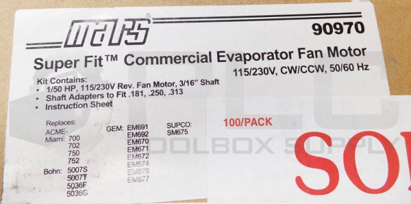 NEW MARS 90970 COMMERCIAL EVAPORATOR FAN MOTOR 115/230V 50/60HZ - Image 8