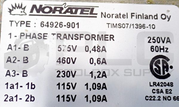 NEW NORATEL 64926-901 1-PHASE TRANSFORMER - Image 4