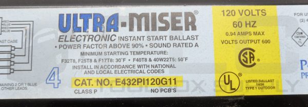 NEW POWER LIGHTING E432PI120G11 ELECTRONIC INSTANT START BALLAST 120V 60HZ 0.94A - Image 5