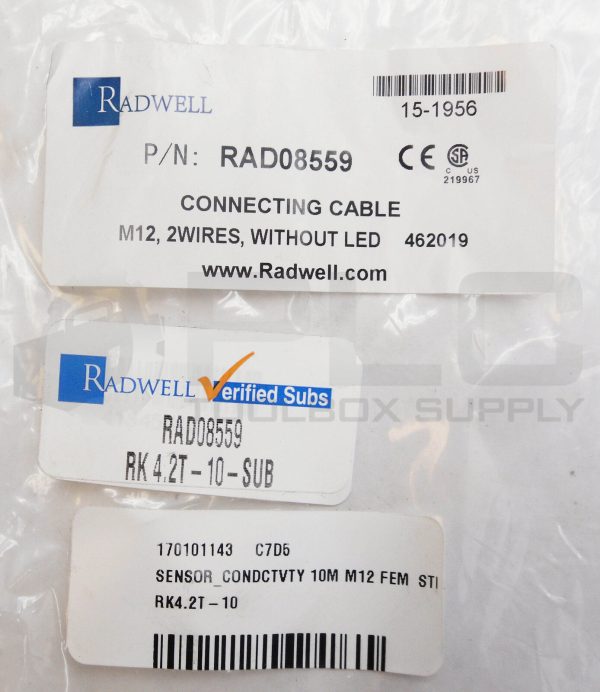 NEW RADWELL RK4.2T-10-SUB CONNECTING CABLES M12 2 WIRE W/O LED RK4.2T-10 - Image 7