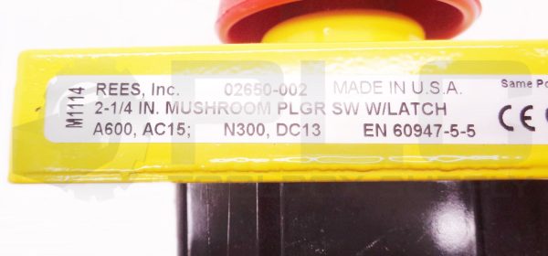 NEW REES 02650-002 MUSHROOM PLUNGER SWITCH W/ LATCH 2-1/4" RED A600 AC15 - Image 4