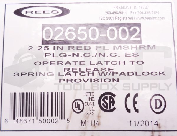 NEW REES 02650-002 MUSHROOM PLUNGER SWITCH W/ LATCH 2-1/4" RED A600 AC15 - Image 5