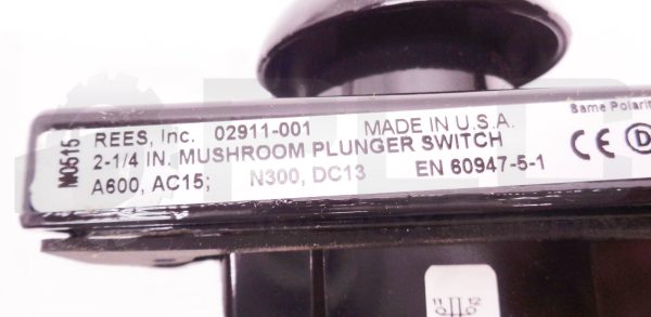 NEW REES 02911-001 MUSHROOM PLUNGER SWITCH 2-1/4" BLACK METAL A600 AC15 - Image 4