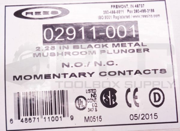 NEW REES 02911-001 MUSHROOM PLUNGER SWITCH 2-1/4" BLACK METAL A600 AC15 - Image 5