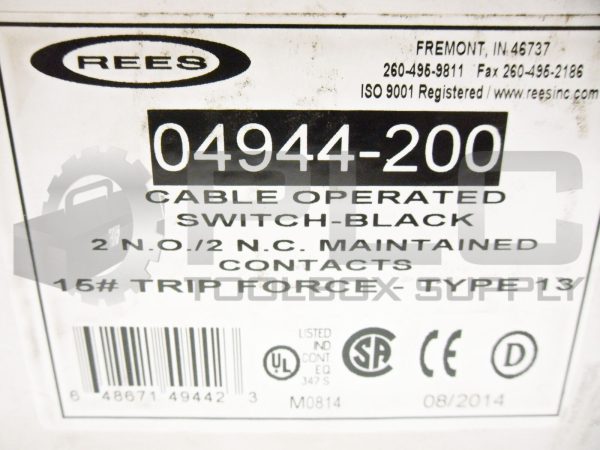 NEW REES 04944-200 CABLE OPERATED SWITCH -BLACK A60 AC15 - Image 3