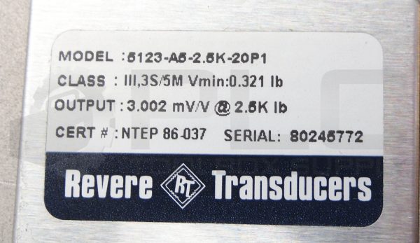 NEW REVERE TRANSDUCERS 5123-A5-2.5K-20P1 LOAD CELL 21517 - Image 6