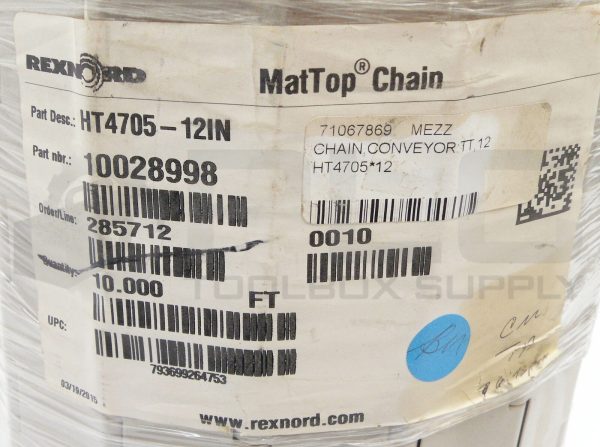 NEW REXNORD HT4705-12IN MATTOP CHAIN APPROX 10FT 10028998 - Image 5