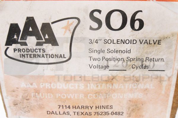 NEW SEALED AAA SO6 3/4" SOLENOID VALVE TWO POSITION, SPRING RETURN 120V - Image 4