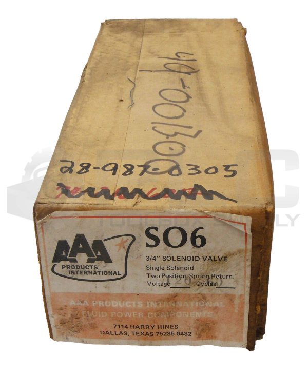 NEW SEALED AAA SO6 3/4" SOLENOID VALVE TWO POSITION, SPRING RETURN 120V