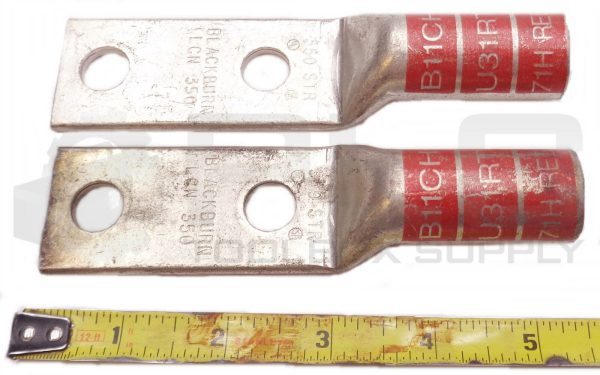 LOT OF 2 BLACKBURN LCN 350 COMPRESSION LUG, RED, 2-HOLE, 1/2", 350STR *READ* - Image 4