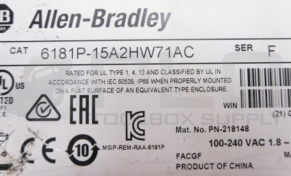 NEW ALLEN BRADLEY 6181P-15A2HW71AC /F SINGLE TOUCH DISPLAY 1500P 100-240VAC - Image 10