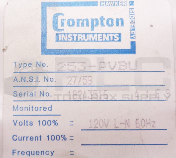 NEW CROMPTON 253-PVBU PROTECTOR TRIP RELAY 120V 60HZ - Image 6