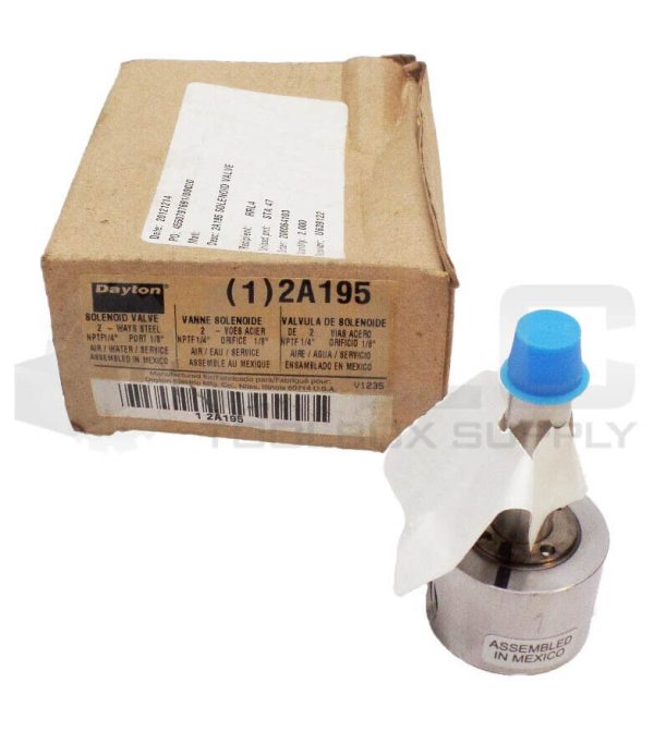 NEW DAYTON 2A195 SOLENOID VALVE 2 WAY 1/4"NPTF 1/8"PORT