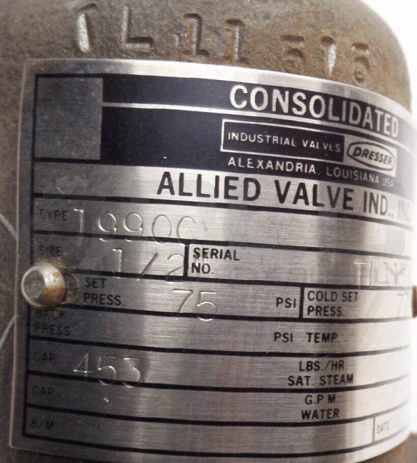 NEW DRESSER 1990C CONSOLIDATED SAFETY RELIEF VALVE 1/2" 75PSI - Image 6